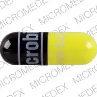 Macrobid (Nitrofurantoin [ nye-troe-fue-ran-toin ])-Macrobid Norwich Eaton-100 mg-Black & Yellow-Capsule-shape