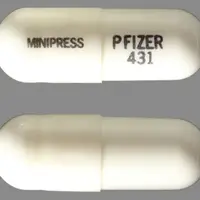 Minipress (Prazosin [ pra-zoe-sin ])-MINIPRESS PFIZER 431-1 mg-White-Capsule-shape