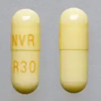 Ritalin la (Methylphenidate (oral) [ meth-il-fen-i-date ])-NVR R30-30 mg-Yellow-Capsule-shape