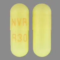 Ritalin la (Methylphenidate (oral) [ meth-il-fen-i-date ])-NVR R30-30 mg-Yellow-Capsule-shape