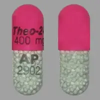 Theo-24 (Theophylline (oral) [ thee-off-i-lin ])-Theo-24 400 mg AP 2902-400 mg-Pink / Clear-Capsule-shape