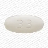 Amoxicillin and clavulanate potassium (Amoxicillin and clavulanate potassium [ am-ok-i-sil-in-klav-ue-lan-ate-poe-tas-ee-um ])-X 33-500 mg / 125 mg-White-Oval