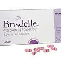 Brisdelle (Paroxetine [ pa-rox-a-teen ])-NOVEN 7.5 mg-7.5 mg-Pink-Capsule-shape