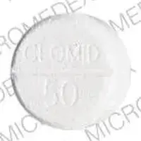 Clomid (Clomiphene [ kloe-mih-feen ])-CLOMID 50-50 MG-White-Round