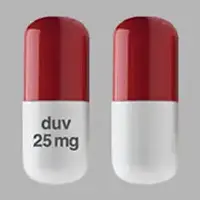 Copiktra (Duvelisib [ doo-ve-lis-ib ])-duv 25 mg-25 mg-Orange & White-Capsule-shape