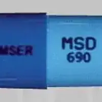 Demser (Metyrosine [ me-tye-roe-seen ])-DEMSER MSD 690-250 MG-Blue / Blue-Capsule-shape