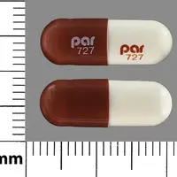 Doxycycline (systemic) (monograph) (Doryx)-par 727 par 727-100 mg-Brown / White-Capsule-shape