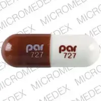Doxycycline (systemic) (monograph) (Doryx)-par 727 par 727-100 mg-Brown / White-Capsule-shape