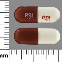 Doxycycline (eent) (monograph) (Medically reviewed)-par 727 par 727-100 mg-Brown / White-Capsule-shape