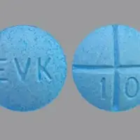 Evekeo (Amphetamine [ am-fet-a-meen ])-EVK 10-10 mg-Blue-Round