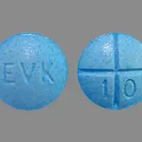 Evekeo (Amphetamine [ am-fet-a-meen ])-EVK 10-10 mg-Blue-Round