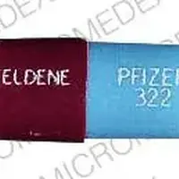 Feldene (Piroxicam [ peer-ox-i-kam ])-FELDENE PFIZER 322-10 mg-Red / Blue-Capsule-shape