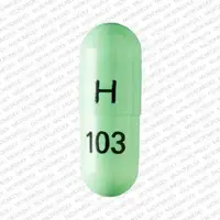 Indomethacin (Indomethacin [ in-doe-meth-a-sin ])-H 103-25 mg-Green-Capsule-shape