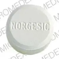 Norgesic (Aspirin/caffeine/orphenadrine [ as-pir-in/caf-feen/ore-fen-ah-drin ])-3M NORGESIC-385 mg / 30 mg / 25 mg-White & Yellow-Round