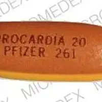 Procardia (Nifedipine [ nye-fed-i-peen ])-PROCARDIA 20 PFIZER 261-20 MG-Orange / Yellow-Oval