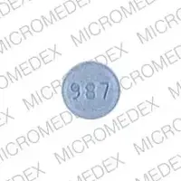 Sprintec (Ethinyl estradiol and norgestimate [ eth-i-nil-es-tra-dye-ol-and-nor-jes-ti-mate ])-b 987-ethinyl estradiol 0.035 mg / norgestimate 0.25 mg-Blue-Round