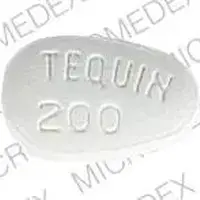 Tequin (Gatifloxacin [ gah-the-flock-sah-sin ])-TEQUIN 200 BMS-200 mg-White-Egg-shape