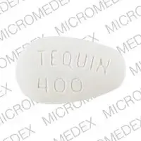 Tequin (Gatifloxacin [ gah-the-flock-sah-sin ])-TEQUIN 400 BMS-400 mg-White-Egg-shape