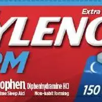 Tylenol pm (Acetaminophen and diphenhydramine [ a-seet-a-min-oh-fen-and-dye-fen-hye-dra-meen ])-TY PM-acetaminophen 500 mg / diphenhydramine hydrochloride 25 mg-Blue-Oval