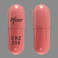 Xalkori (Crizotinib [ kriz-oh-ti-nib ])-Pfizer CRZ 250-250 mg-Pink-Capsule-shape