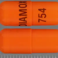 Diamox sequels (Acetazolamide [ a-seet-a-zole-a-mide ])-DIAMOX 754-500 mg-Orange-Capsule-shape