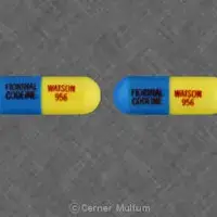 Fiorinal with codeine (Aspirin, butalbital, caffeine, and codeine [ as-pir-in, bue-tal-bi-tal, kaf-een, and-koe-deen ])-FIORINAL CODEINE WATSON 956-Aspirin 325 mg / Butalbital 50 mg /  Caffeine 40 mg /  Codeine Phosphate 30 mg-Blue & Yellow-Capsule-shape