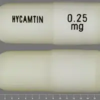 Hycamtin (oral/injection) (Topotecan (oral/injection) [ toe-poe-tee-kan ])-HYCAMTIN 0.25 mg-0.25 mg-White-Capsule-shape