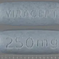 Viracept (Nelfinavir [ nel-fin-a-veer ])-VIRACEPT 250 mg-250 mg-Blue-Oval