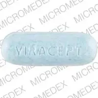 Viracept (Nelfinavir [ nel-fin-a-veer ])-VIRACEPT 250 mg-250 mg-Blue-Oval