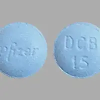 Vizimpro (Dacomitinib [ dak-oh-mi-ti-nib ])-Pfizer DCB15-15 mg-Blue-Round