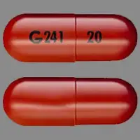 Absorica (Isotretinoin (oral) [ eye-so-tret-i-noyn ])-G 241 20-20 mg-Red-Capsule-shape