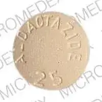 Aldactazide (Hydrochlorothiazide and spironolactone [ hye-dro-klor-oh-thy-a-zide-and-spir-on-oh-lak-tone ])-ALDACTAZIDE 25 SEARLE 1011-25 mg / 25 mg-Tan-Round