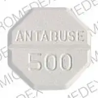 Antabuse (Disulfiram [ dye-sul-fi-ram ])-ANTABUSE 500-500 MG-White-Eight-sided