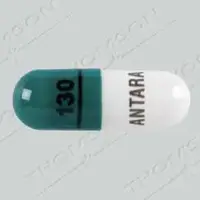 Antara (Fenofibrate [ fen-oh-fye-brate ])-130 ANTARA-130 mg-Green / White-Capsule-shape