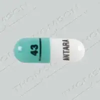 Antara (Fenofibrate [ fen-oh-fye-brate ])-43 ANTARA-43 mg-Green / White-Capsule-shape