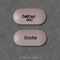 Cellcept (Mycophenolate mofetil (oral/injection) [ mye-koe-fen-oh-late-moe-fe-til ])-CellCept 500 Roche-500 mg-Pink-Oval