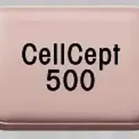 Cellcept (Mycophenolate mofetil (oral/injection) [ mye-koe-fen-oh-late-moe-fe-til ])-CellCept 500 Roche-500 mg-Pink-Oval