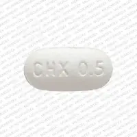 Chantix (Varenicline [ ver-en-e-kleen ])-Pfizer CHX 0.5-0.5 mg-White-Oval