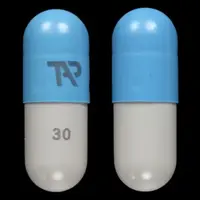 Kapidex (Dexlansoprazole [ dex-lan-soe-pra-zol ])-TAP 30-30 mg-Blue & Gray-Capsule-shape