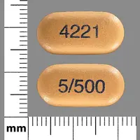 Kombiglyze xr (Metformin and saxagliptin [ met-for-min-and-sax-a-glip-tin ])-4221 5/500-metformin hydrochloride extended-release 500 mg / saxagliptin 5 mg-Brown-Capsule-shape