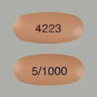 Kombiglyze xr (Metformin and saxagliptin [ met-for-min-and-sax-a-glip-tin ])-5/1000 4223-metformin hydrochloride extended-release 1000 mg / saxagliptin 5 mg-Pink-Capsule-shape