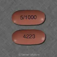 Kombiglyze xr (Metformin and saxagliptin [ met-for-min-and-sax-a-glip-tin ])-5/1000 4223-metformin hydrochloride extended-release 1000 mg / saxagliptin 5 mg-Pink-Capsule-shape