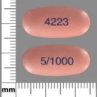 Kombiglyze xr (Metformin and saxagliptin [ met-for-min-and-sax-a-glip-tin ])-5/1000 4223-metformin hydrochloride extended-release 1000 mg / saxagliptin 5 mg-Pink-Capsule-shape