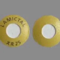 Lamictal xr (Lamotrigine [ la-moe-tri-jeen ])-LAMICTAL XR 25-25 mg-White & Yellow-Round