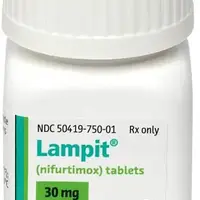 Lampit (Nifurtimox [ nye-fure-ti-mox ])-30-30 mg-Yellow-Round