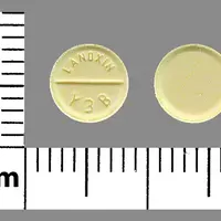 Lanoxin (Digoxin (oral/injection) [ di-jox-in ])-LANOXIN Y3B-125 mcg (0.125 mg)-Yellow-Round