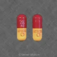 Lescol (Fluvastatin [ floo-va-sta-tin ])-S 40 LESCOL-40 mg-Red & Yellow-Capsule-shape