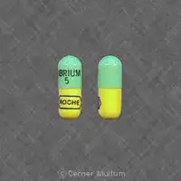 Librium (Chlordiazepoxide [ klor-dye-az-e-pox-ide ])-LIBRIUM 5 ROCHE-5 mg-Green & Yellow-Capsule-shape