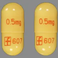 Prograf (Tacrolimus (oral/injection) [ ta-kroe-li-mus ])-0.5mg Logo 607-0.5 mg-Yellow-Capsule-shape