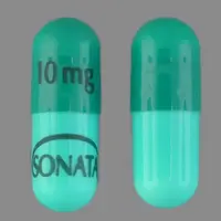 Sonata (Zaleplon [ zah-le-plon ])-SONATA 10 mg-10 mg-Green-Capsule-shape